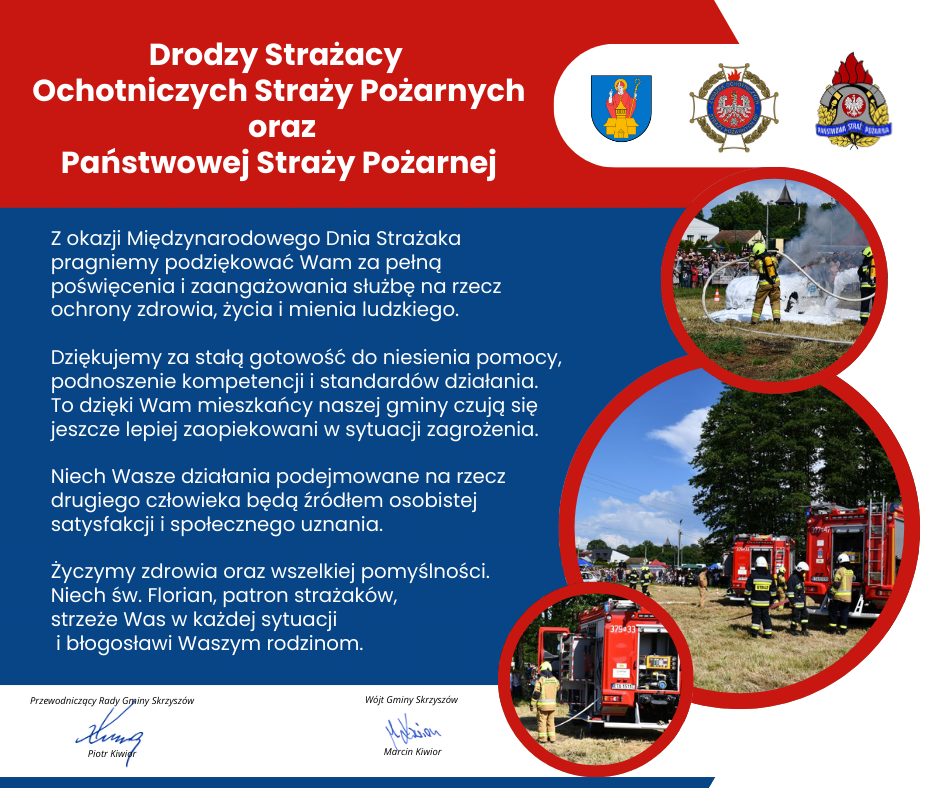 Życzenia z okazji Międzynarodowego Dnia Strażaka