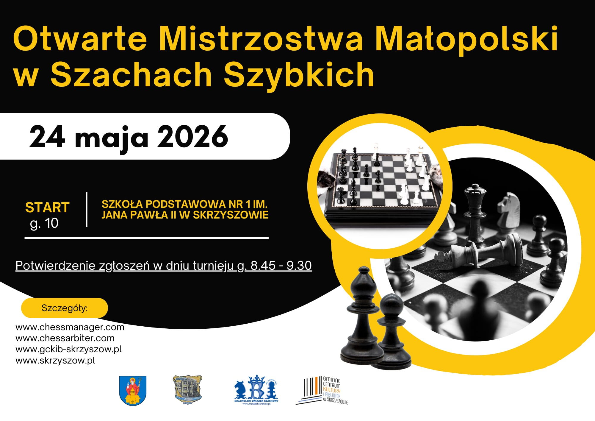 Zapraszamy na Otwarte Mistrzostwa Małopolski w Szachach Szybkich